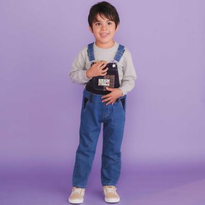 デニムツイルコーデュロイチェック切り替えサロペット(80~120cm)