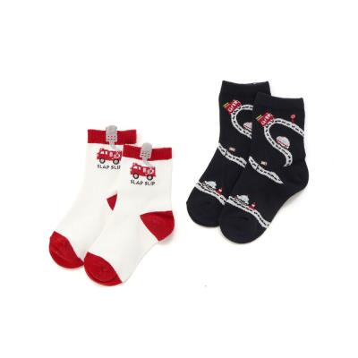 消防車おにぎり恐竜ワンポイント+いろいろ総柄ソックス2点セット(13~21cm)