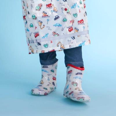 【お揃い】はたらくくるま花柄恐竜プリント総柄レインブーツ(13~18cm)