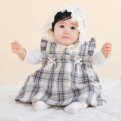 【お揃い】リボン付きチェック柄ワンピース＋ブルマ付きセットアップベビー(70~80cm)