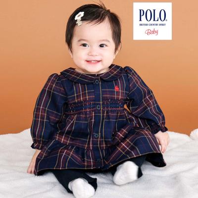 【POLO BCS(ポロ・ビーシーエス)×SLAP SLIP】チェックワンピース＋スパッツセットアップベビー(70~80cm)
