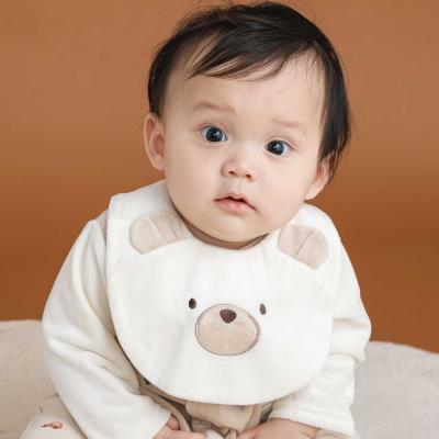 クマ＆ドラゴンモチーフスタイ付きベロアロンパースベビー(60~80cm)