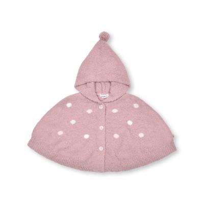 ボンボン付きフードドット模様ニットマントベビー(50~90cm)