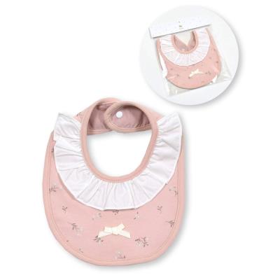 フリル襟付き花柄スタイ