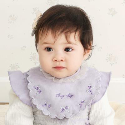 縁刺しゅうスカラップラメチュール襟フリルスタイベビー