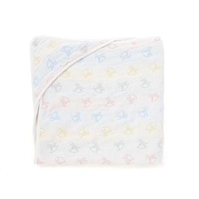 【お揃い】コットンクマ木馬総柄3重ガーゼおくるみベビー