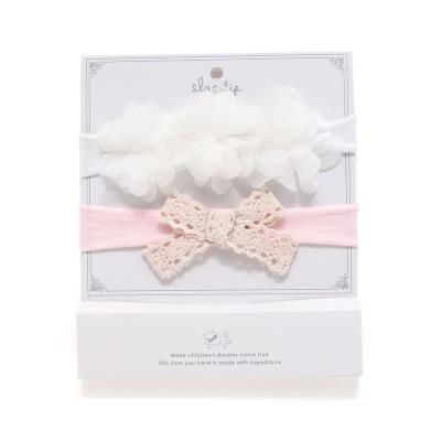 ふわふわフラワー+レースリボンヘアカチューム2点セットベビー