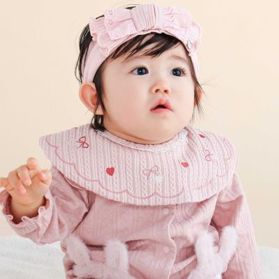 リボンハート刺しゅうぐるり丸形スタイベビー
