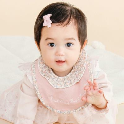 襟花柄フリル裏毛スタイベビー