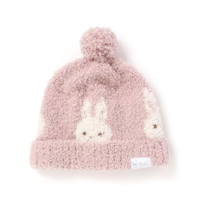 ウサギ＆ひつじモチーフ】耳付きブークレニット帽子ベビー(44~48cm