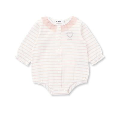 チュール襟花柄ボーダーボディミニベビー(60~80cm)