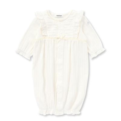 肩フリルお花模様レース切り替えリボン2wayロンパースベビー(50