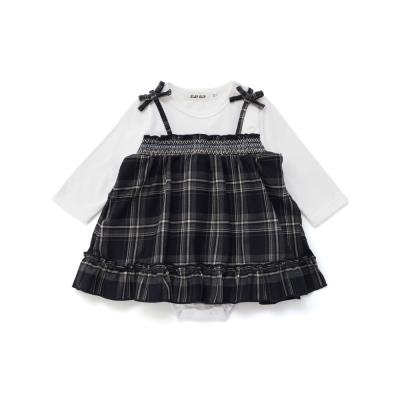 【お揃い】チェックワンピースドッキングロンパースベビー(70~80cm)