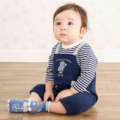 アニマルイヌ飛行機ロボットモチーフサロペットボーダードッキングカバーオールベビー(70~80cm)