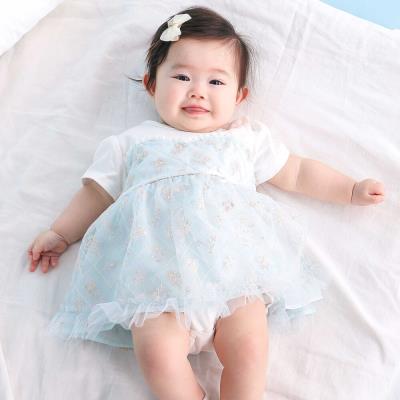 【お揃い】ビスチェ風ドッキング花チュールカバーオールベビー(70~80cm)