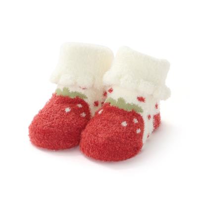 【お揃い】いちごドットもこもこソックス(9~12cm)