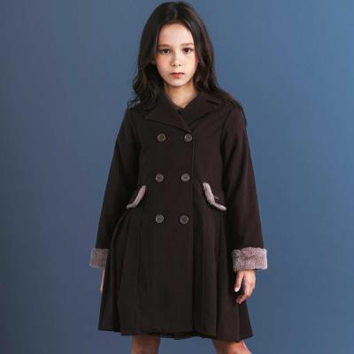 ファー付きツイル＆チェックコートワンピース(110~150cm)