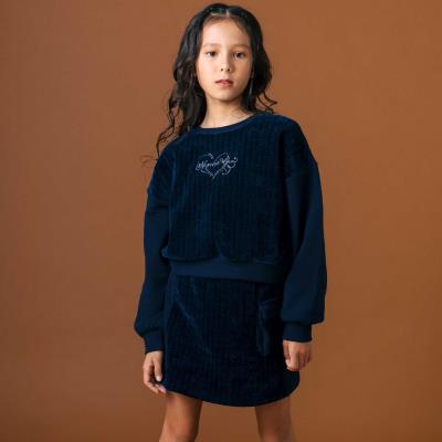 ケーブル編みｘ裏毛切り替えトレーナーｘスカパンセットアップ(110~150cm)