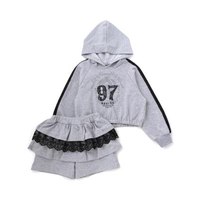 フーディ＆レースギャザーフレアスカパンセットアップ(110~150cm)