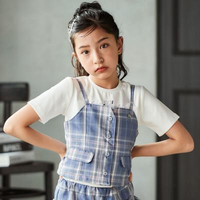 チェックビスチェ＋スパンテレコ半袖Ｔシャツセット(110~150cm)