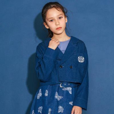 デニムチェックTRツイルショートジャケット(110~150cm)