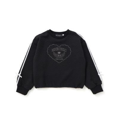 【お揃い】ハート刺しゅう袖リボンキルトトレーナー(110~150cm)