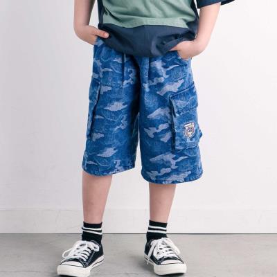 ツイル＋デニムウエストレイヤードハーフパンツ(110~150cm)