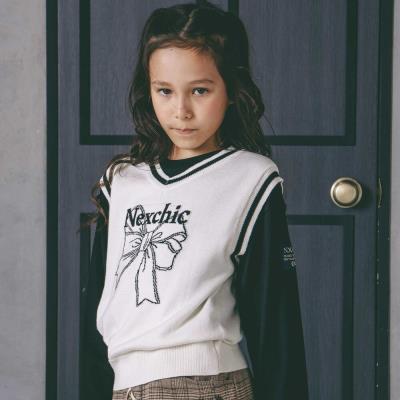 リボンロゴジャガードニットベスト(110~150cm)