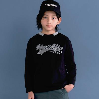 ロゴバッチ天竺長袖Tシャツ(110~150cm)(110cm ブラック