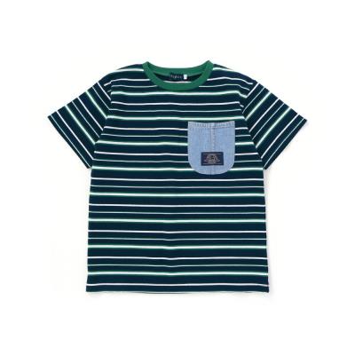 デニムポケットマルチボーダー天竺半袖Tシャツ(110~150cm)(110cm