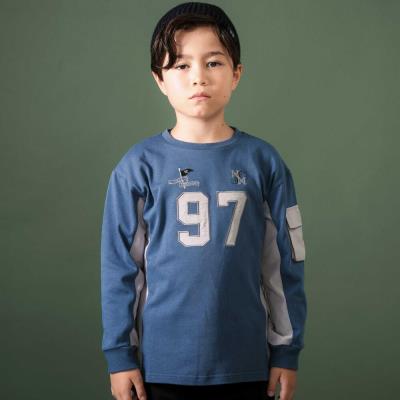 【お揃い】タフタx天竺切り替え長袖Tシャツ(110~150cm)