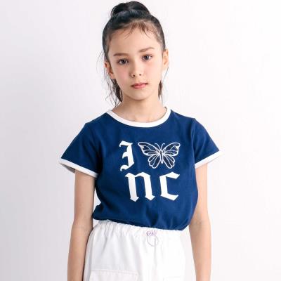 バック蝶々レース天竺半袖Tシャツ(110~150cm)