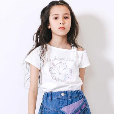 ベルトアクセント・ワンショルダー天竺Tシャツ(110~150cm)