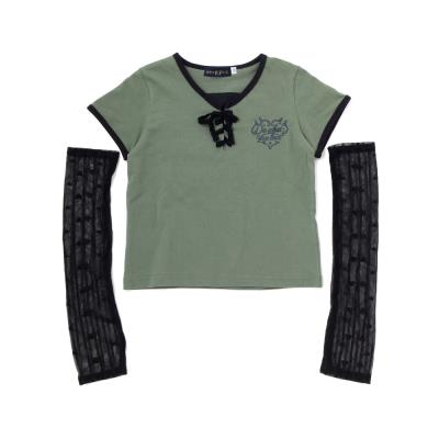レースアップTシャツ＆レースアームカバーセット(110~150cm)