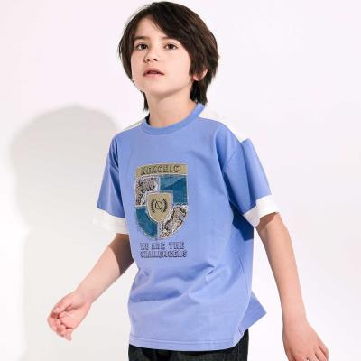 【接触冷感】プリント切替天竺Tシャツ(110~150cm)