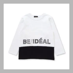 配色ドローイングロゴ天竺長袖Tシャツ