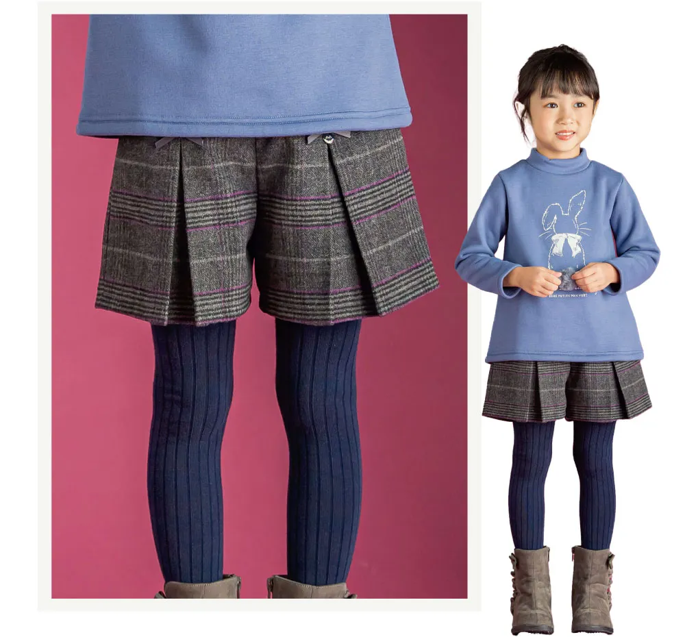 チェック柄キュロットパンツ
