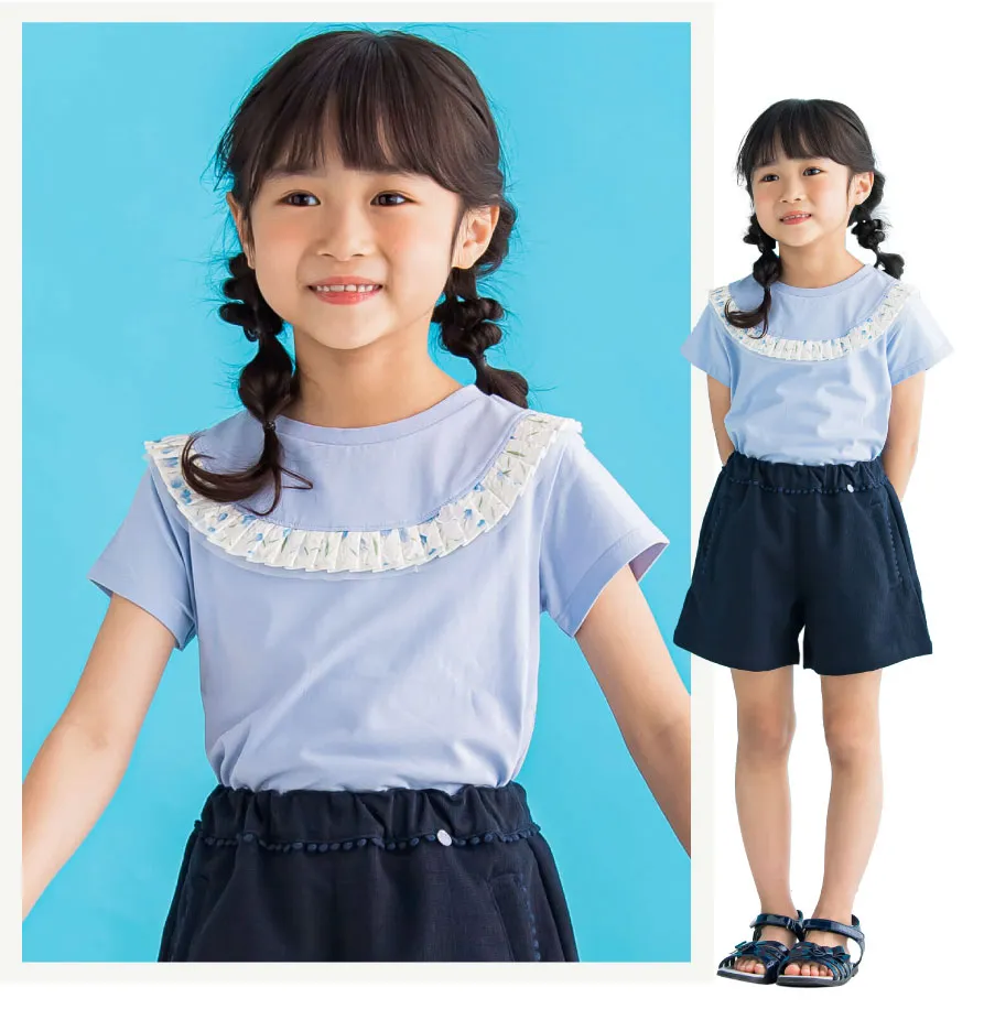 ヨーク切り替えフリルTシャツ
