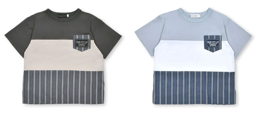 ストライプ切り替えTシャツ