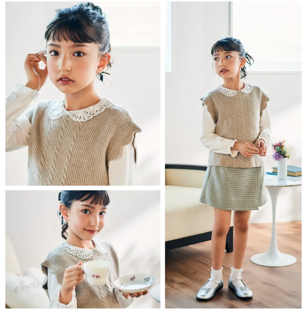 リリアナ着用、Tartine et Chocolat（タルティーヌ エ ショコラ）のチェック柄半袖ワンピースのアイテム詳細