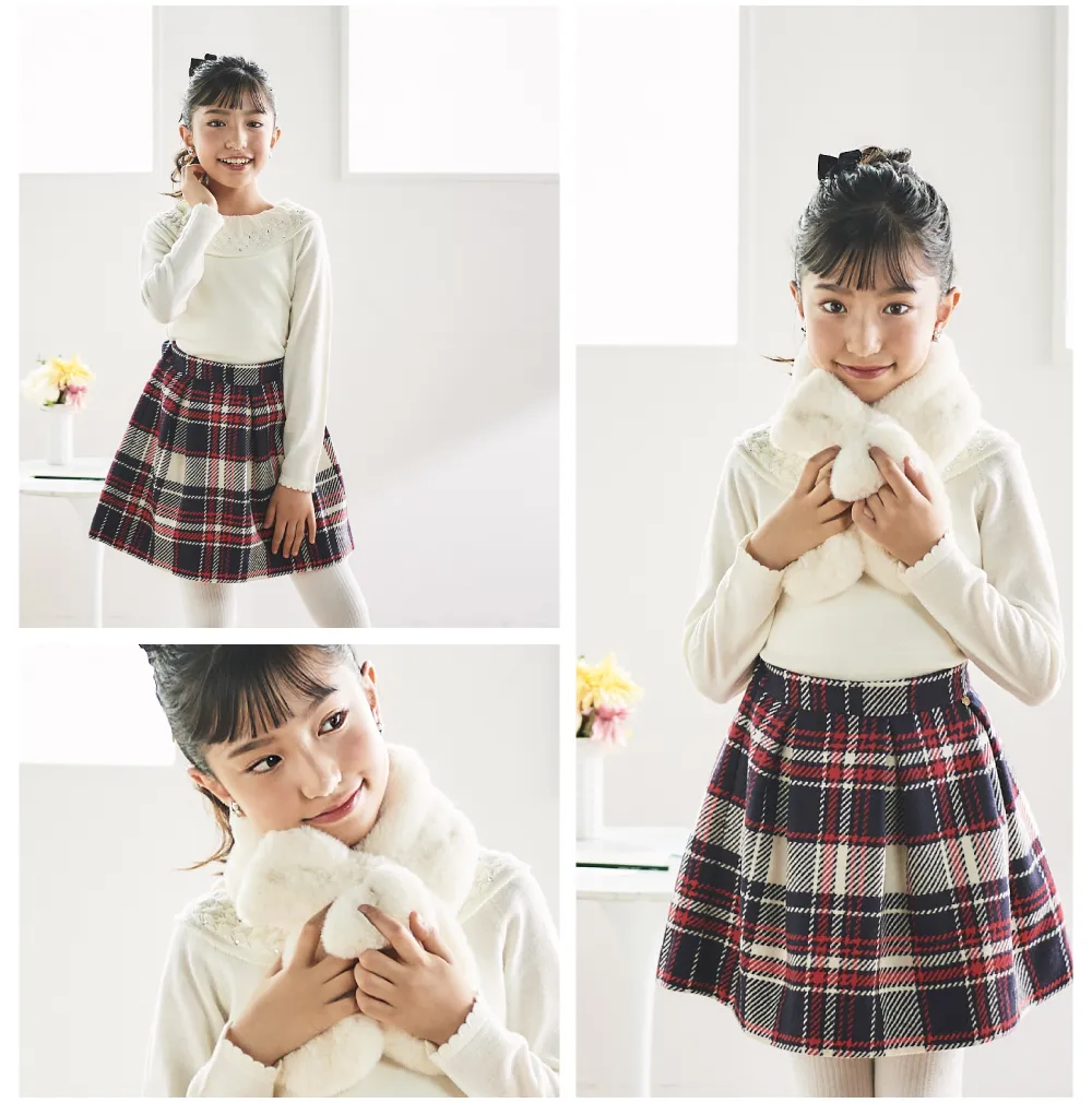 Tartine et Chocolat（タルティーヌ エ ショコラ）2025年秋冬 チェック柄半袖ワンピースのアイテム詳細