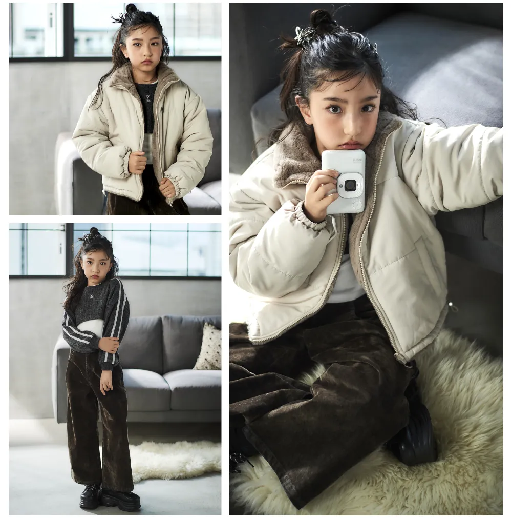 ZIDDY（ジディー）2025年秋冬 ショート丈シャツ、ゼブラ柄パンツ、チェーンバッグのアイテム詳細