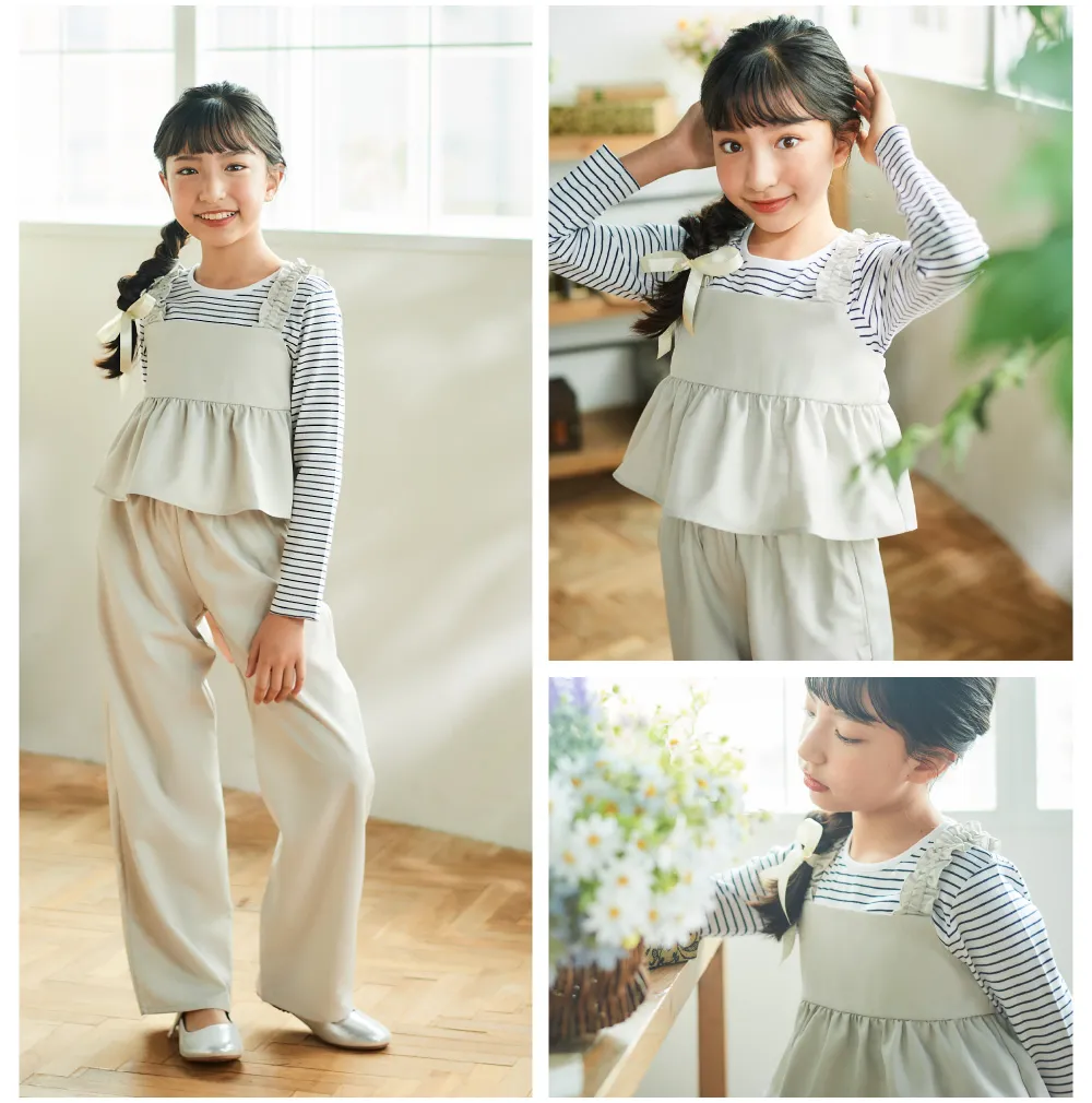 BeBe 2026春夏 セットアップとフリルTシャツのアイテムディテール