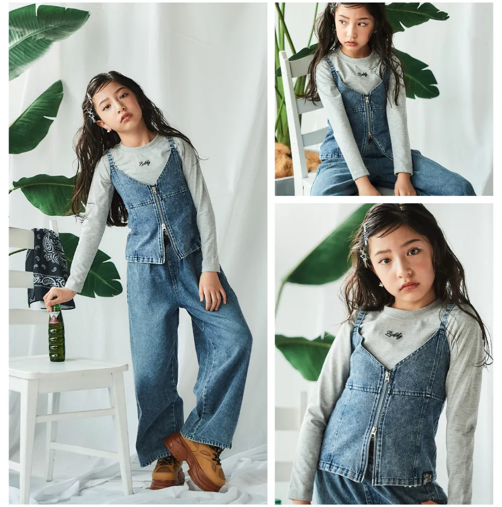 ZIDDY 2026春夏新作 ショート丈シャツとダメージデニムのディテール