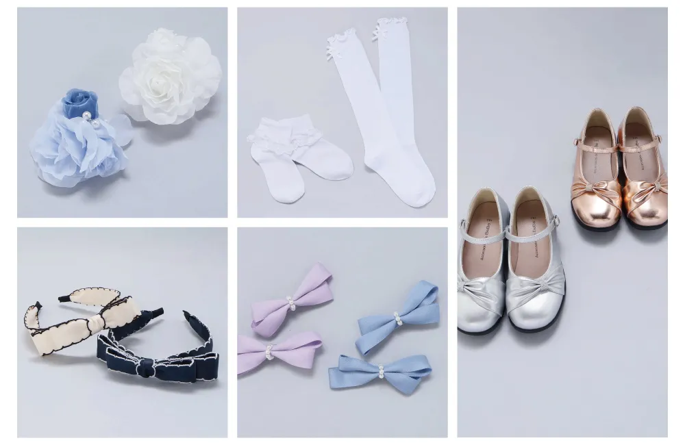 BeBe（べべ）の女の子向けセレモニーシューズとバッグのコーディネート例