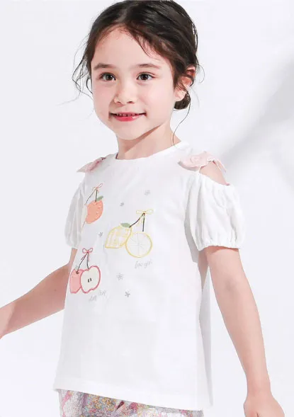 肩リボンTシャツ