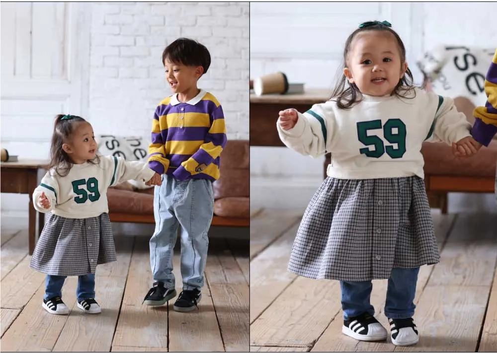 トレーナー＆チェックワンピース