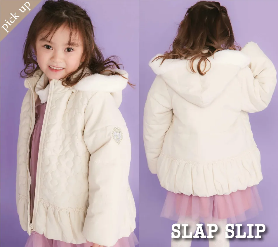 お花柄キルティング 中綿コート フリース裏地付き