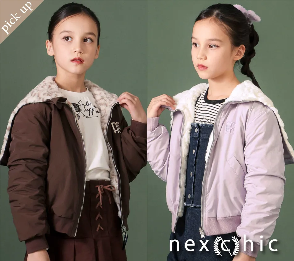 リバーシブル ボア&タフタ キルティングジャケット フードファスナー付き