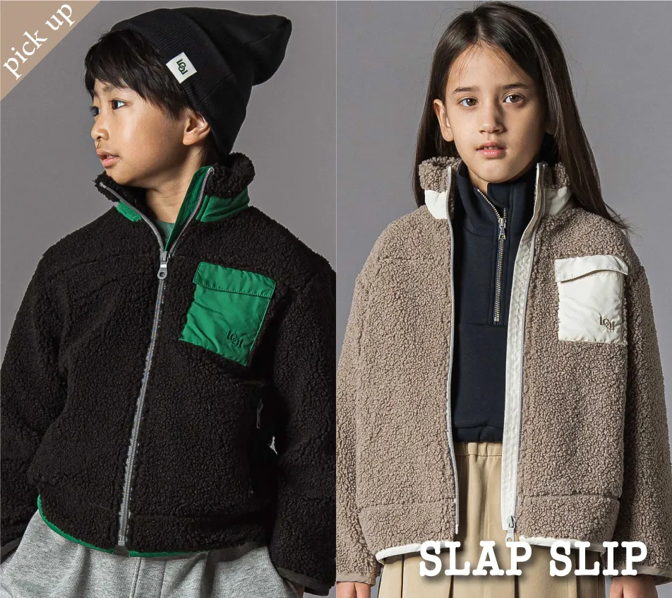 ボアと光沢タフタの切り替えブルゾン 中綿入り